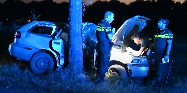 auto-botst-tegen-boom-vlagtwedde